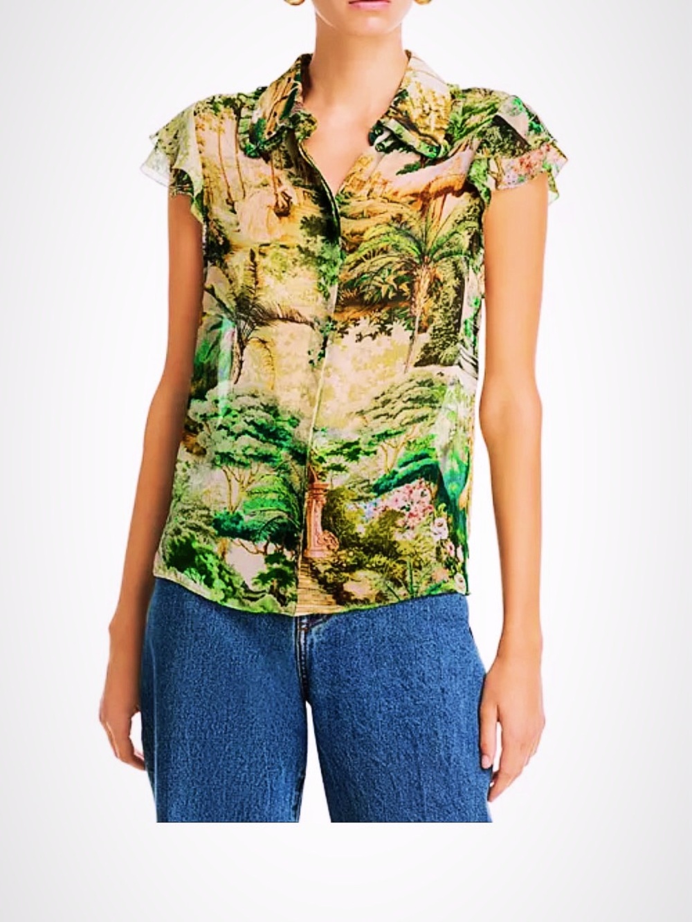 Alice + Olivia Martel Flutter Sleeve Blouse Size S New no Tags